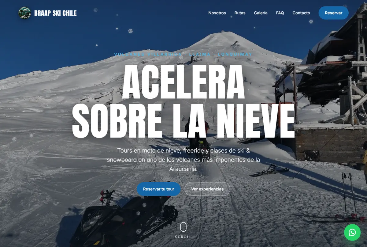 Portada del sitio web Braap Ski Chile